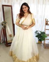 Onam Special Soft Organza Chex With Golden Jacquard Work Lehenga With Blouse Online Wholesale